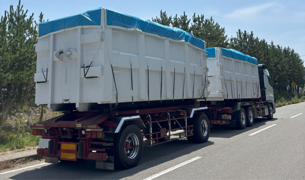 車両用メッシュシート チップ運搬 産廃コンテナ